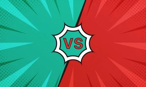 Vector green and red comic book style background with a standoff Stock Illustration