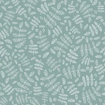 Vector green and white leafs texture background seamless pattern print Stock Illustration
