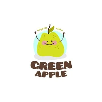 Vector green apple mascot logo. Stock Illustration
