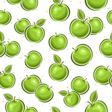 Vector Green Apple seamless pattern Stock Illustration