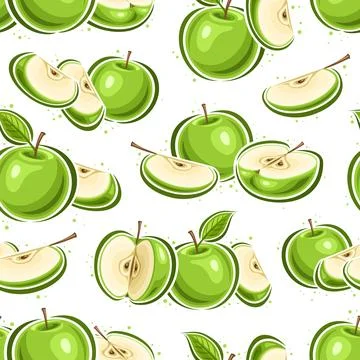 Vector Green Apples seamless pattern Stock Illustration