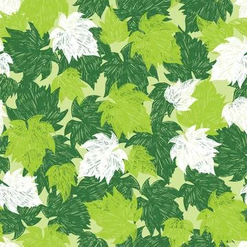 Vector green artistic hand drawn leaves with rough pen texture. Perfect for f Stock Illustration