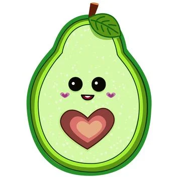 Vector Green Avocado with heart Stock Illustration