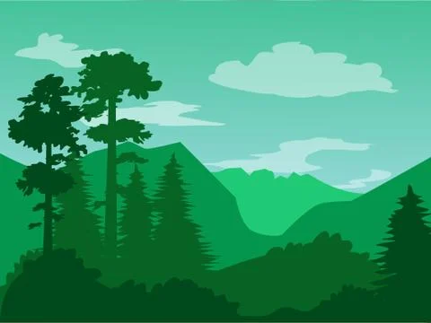 Vector Green background Nature landscape - for card, background, banner, webs Stock Illustration