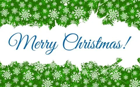 Vector Green Background with White Snowflakes Stock Illustration