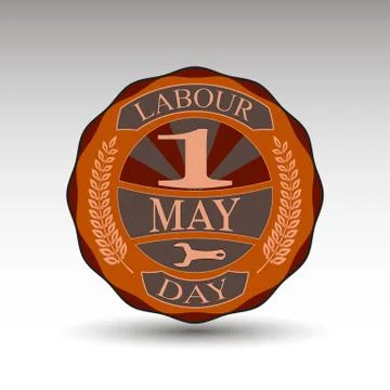 The vector green badge for labour day Stock Illustration