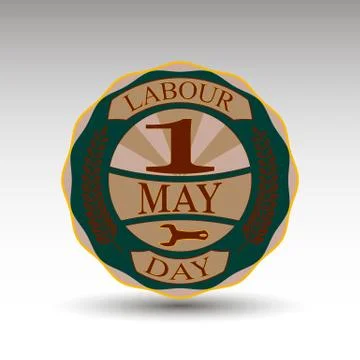 The vector green badge for labour day Stock Illustration