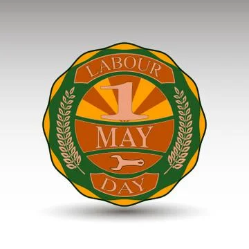 The vector green badge for labour day Stock Illustration