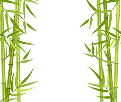 Vector green bamboo stems Stock Illustration