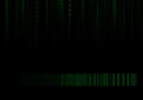 Vector : Green barcode and binary number on black background Stock Illustration