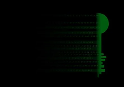 Vector : Green binary and key on black background Stock Illustration