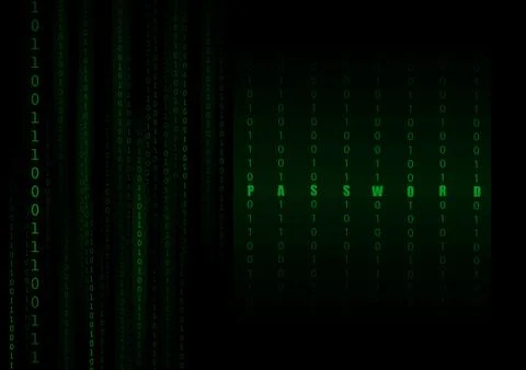 Vector : Green binary and password on black background イラスト素材