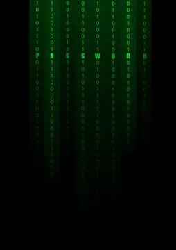 Vector : Green binary and password on black background Stock Illustration