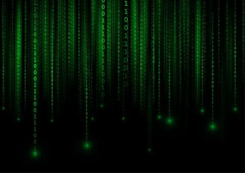 Vector : Green binary code on black background Stock Illustration