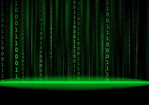 Vector : Green binary code on black background Stock Illustration