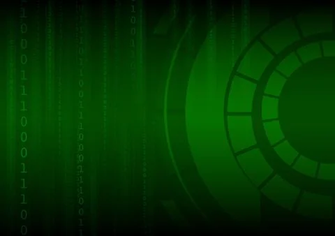 Vector : Green binary number and abstract circle on technology background イラスト素材