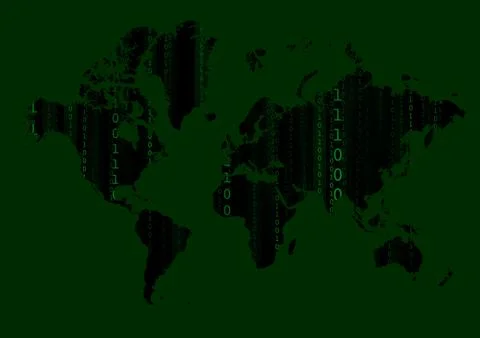 Vector : Green binary number and world map Stock Illustration