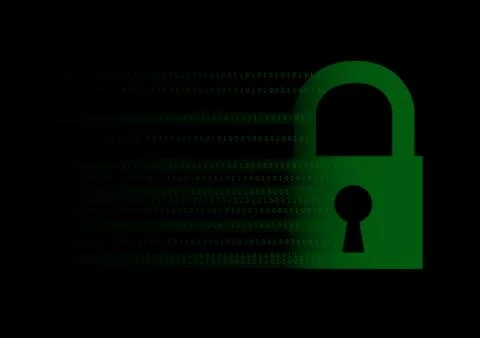 Vector : Green binary number and lock on black background Illustrazione stock