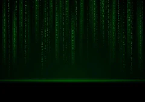 Vector : Green binary number on black background Stock Illustration