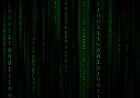 Vector : Green binary number on black background イラスト素材