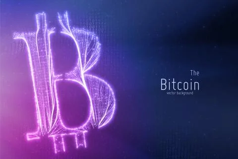 Vector green Bitcoin symbol constructed with growing lines. Bitcoin, blockcha Stockillustratie