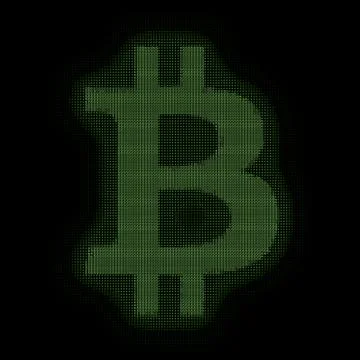Vector green Bitcoin symbol constructed with numbers. Bitcoin, blockchain tra Stock Illustration