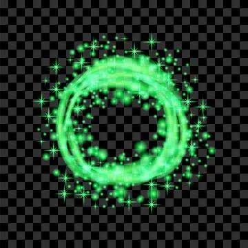 Vector Green Blurred Fire on Dark Background. Cartoon Flames. Bonfire Burst. Hot Stock Illustration