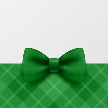 Vector Green Bow Tie on Patterned Background. Elegant Gift Card Banner Template Illustrazione stock
