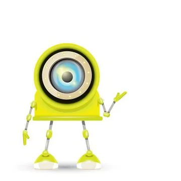 Vector green cartoon robot isolated on white Stock Illustration
