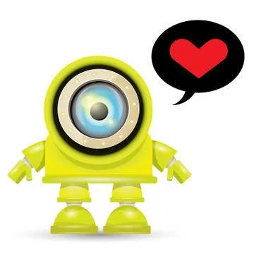 Vector green cartoon robot isolated on white イラスト素材