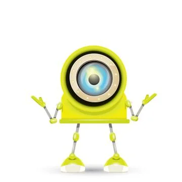 Vector green cartoon robot isolated on white 스톡 일러스트