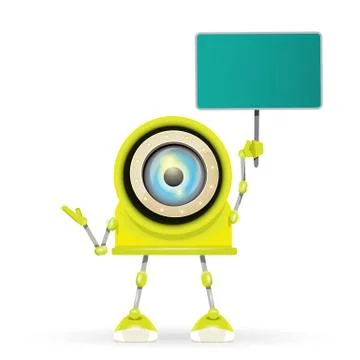 Vector green cartoon robot isolated on white Illustrazione stock