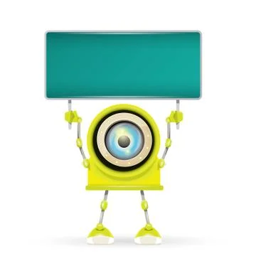Vector green cartoon robot isolated on white Stock Illustration