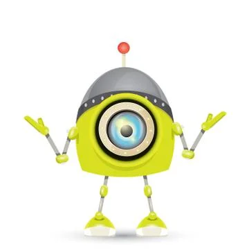 Vector green cartoon robot isolated on white Illustrazione stock