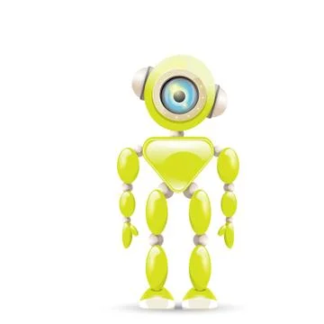 Vector green cartoon robot isolated on white イラスト素材