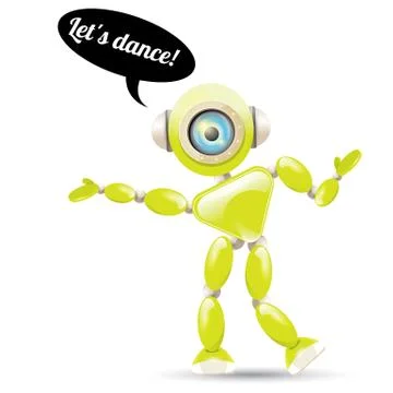 Vector green cartoon robot isolated on white 스톡 일러스트