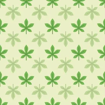 Vector Green Chestnut leaves repeat pattern background design Illustrazione stock