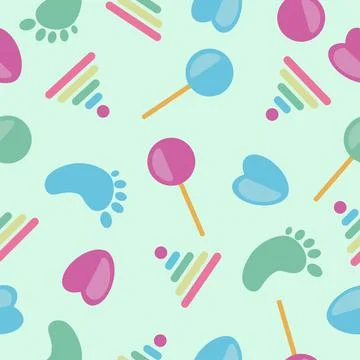 Vector green childrens seamless pattern Stock Illustration