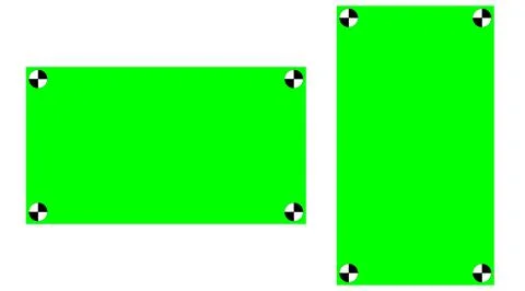 Vector green chroma key screen with vfx motion tracking markers. A circle tra Stock Illustration