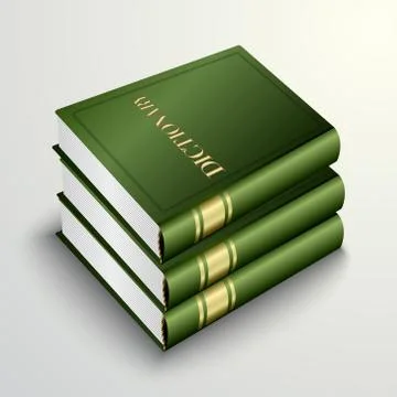 Vector green dictionary book pile Stock Illustration