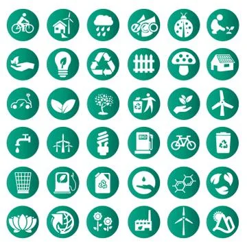 Vector green eco icons set Stock Illustration
