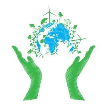 Vector green eco world isolated on white Illustrazione stock