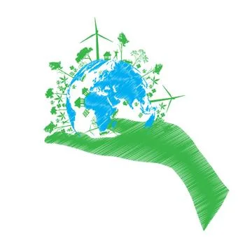 Vector green eco world isolated on white Illustrazione stock