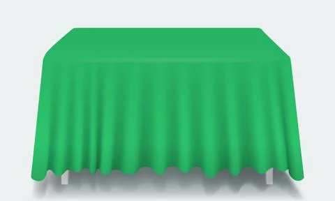 Vector green Empty Rectangular Table with Tablecloth Isolated. Illustrazione stock
