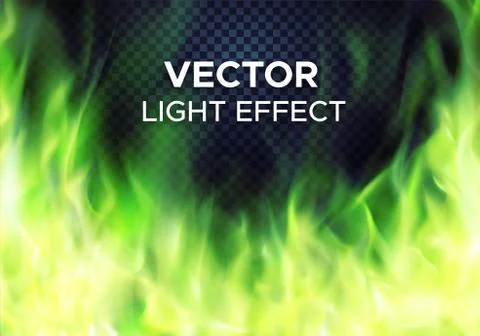 Vector green fire flames on transparent background Stock Illustration
