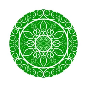 Vector Green Flower mandala over white Stock Illustration