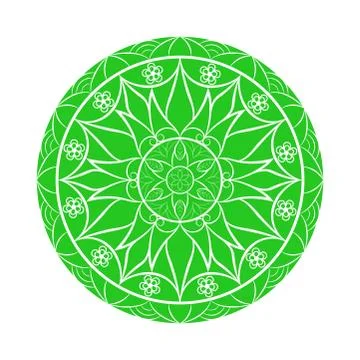 Vector Green Flower mandala over white Stock Illustration