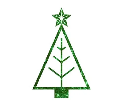 Vector green glitter Christmas tree flat icon Stock Illustration
