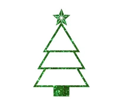 Vector green glitter Christmas tree flat icon Stock Illustration