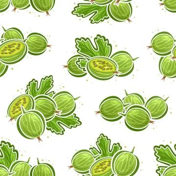 Vector Green Gooseberry seamless pattern Illustrazione stock